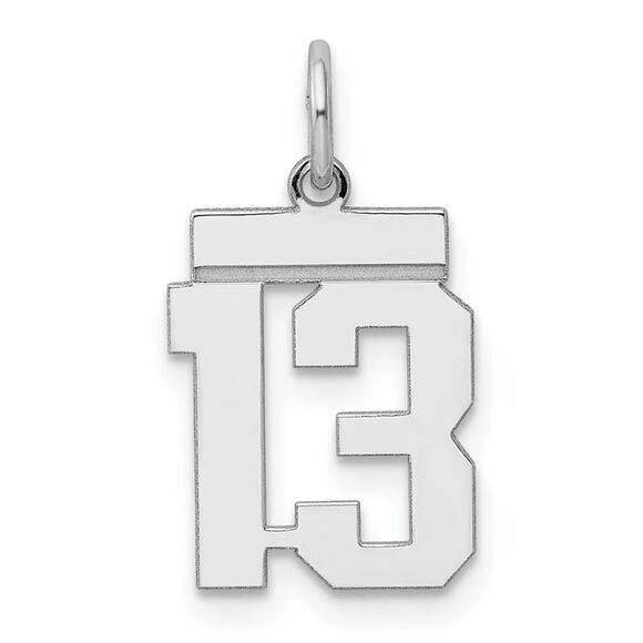 Sterling Silver, Athletic Collection, Small Polished Number 13 Pendant - Picture 1 of 5